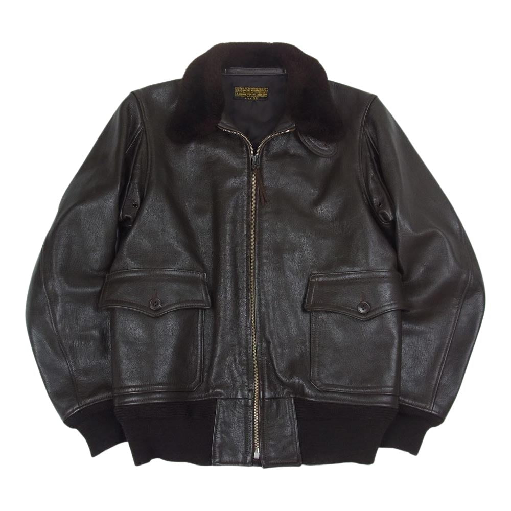 The REAL McCOY'S ザリアルマッコイズ 旧マッコイ j.a.dubow 実名復刻 G-1 レザー フライト ジャケット MIL-J-7823 ブラウン系 36【中古】