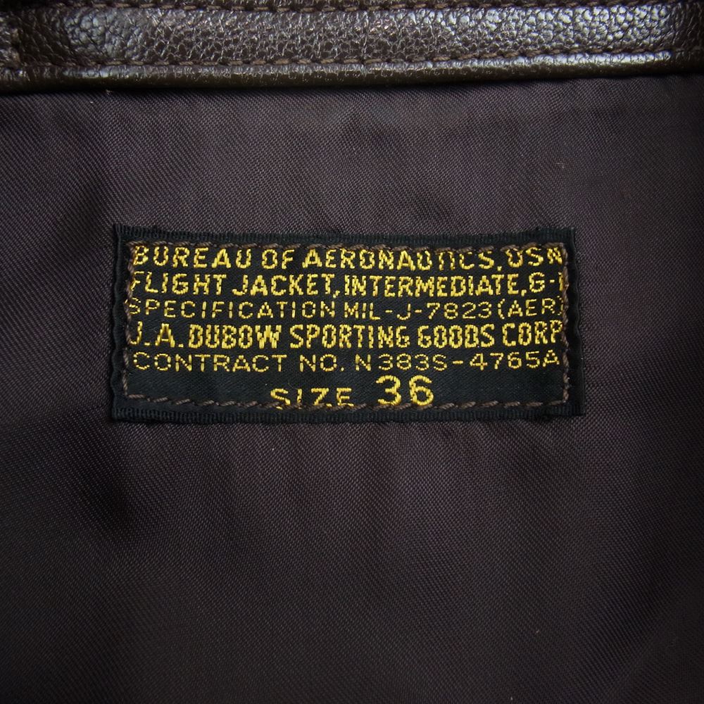 The REAL McCOY'S ザリアルマッコイズ 旧マッコイ j.a.dubow 実名復刻 G-1 レザー フライト ジャケット MIL-J-7823 ブラウン系 36【中古】