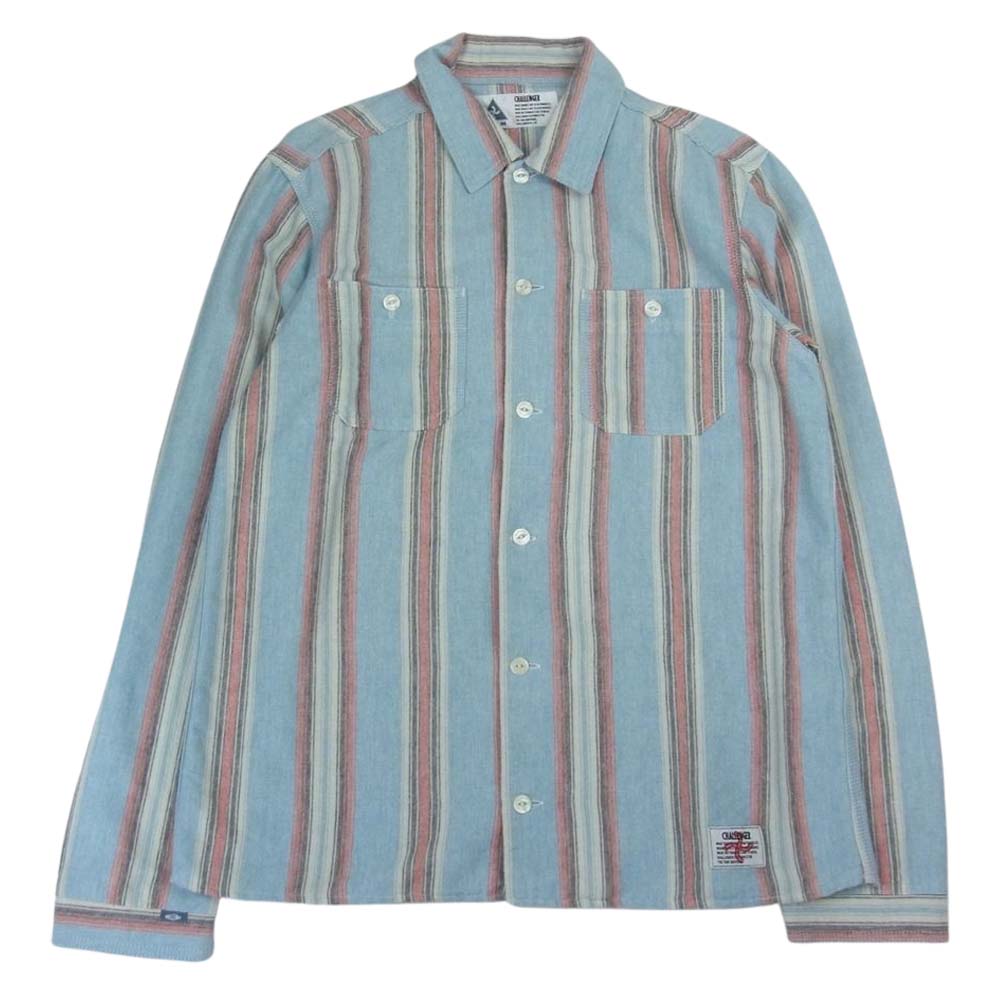 CHALLENGER チャレンジャー CLG-SH010-011 コットン ストライプ 長袖 シャツ ブルー系 M【中古】