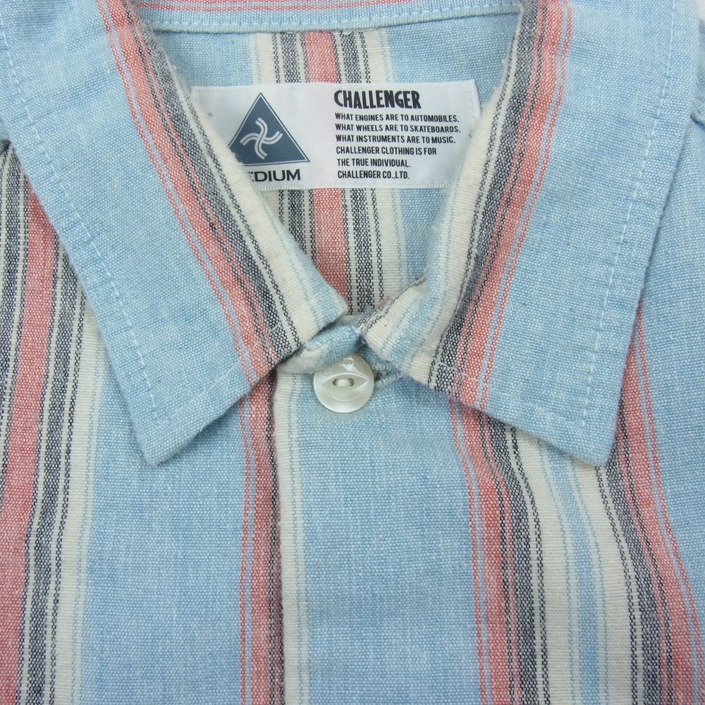 CHALLENGER チャレンジャー CLG-SH010-011 コットン ストライプ 長袖 シャツ ブルー系 M【中古】