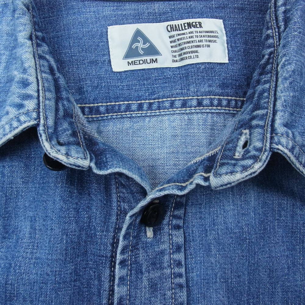 CHALLENGER チャレンジャー CLG-SH014-004 袖ストライプ デニム ワーク 長袖 シャツ インディゴブルー系 M【中古】