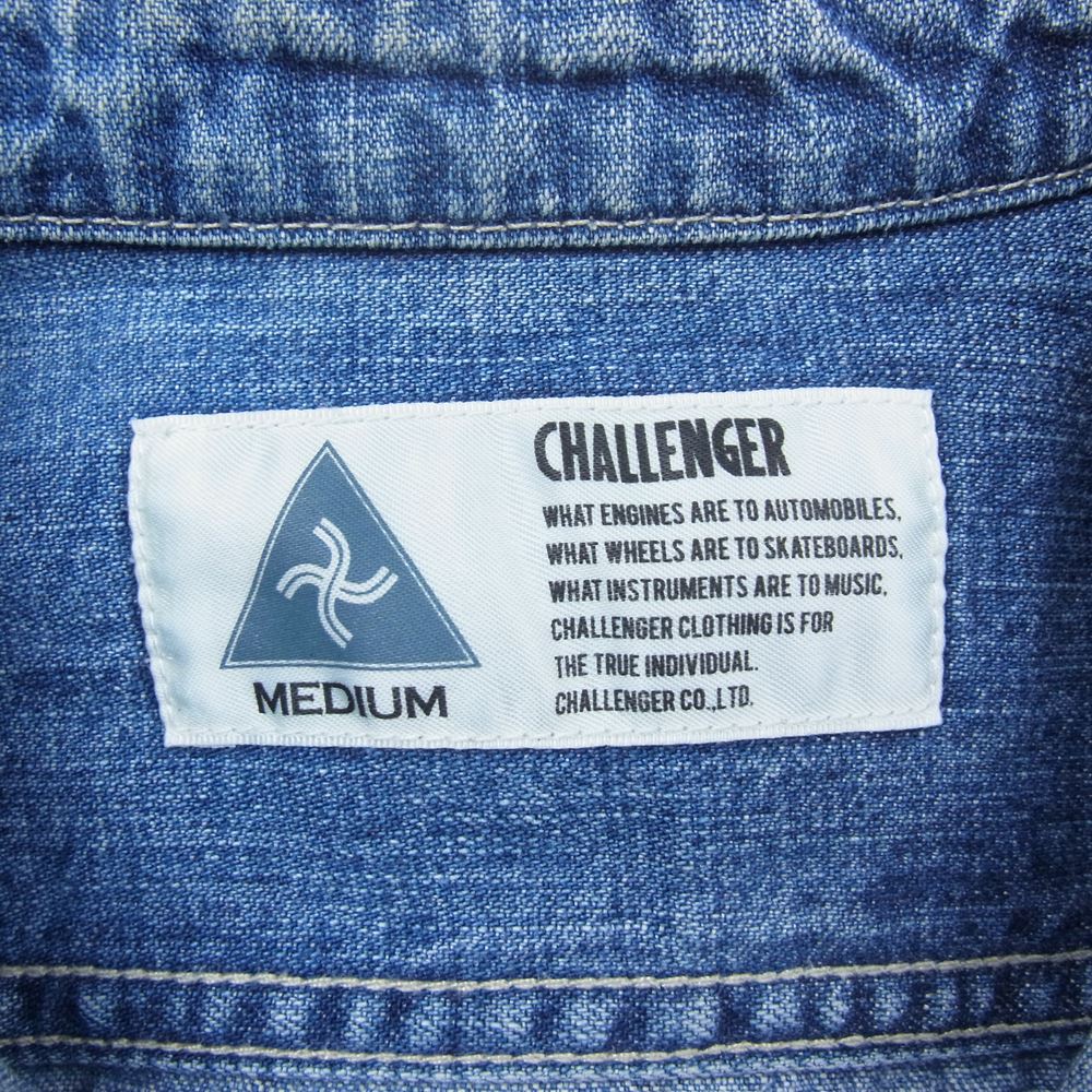 CHALLENGER チャレンジャー CLG-SH014-004 袖ストライプ デニム ワーク 長袖 シャツ インディゴブルー系 M【中古】