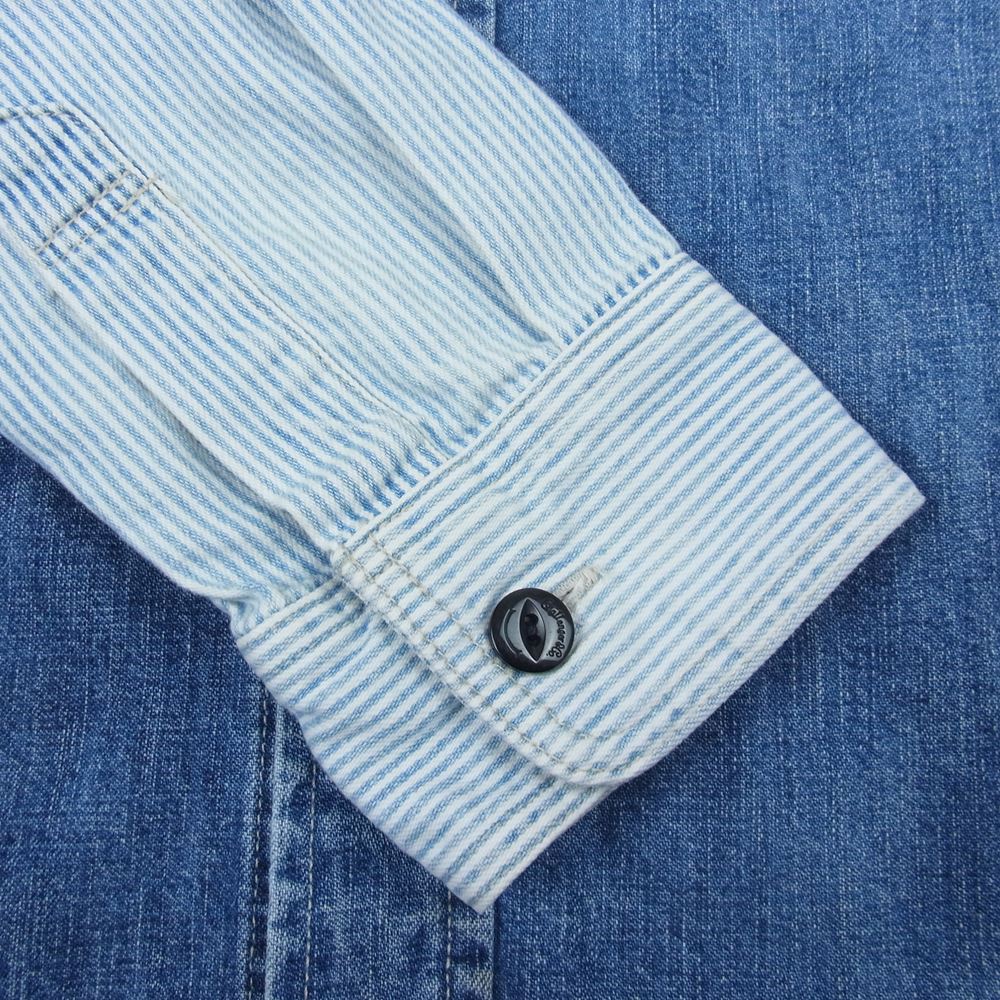 CHALLENGER チャレンジャー CLG-SH014-004 袖ストライプ デニム ワーク 長袖 シャツ インディゴブルー系 M【中古】