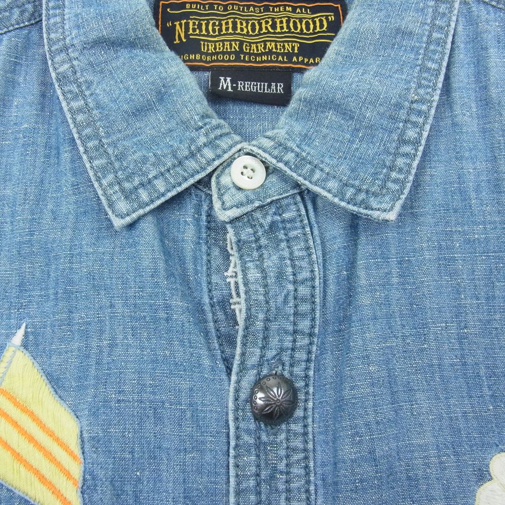 NEIGHBORHOOD ネイバーフッド 112ARNH-SHM06 MONTEREY/C-SHIRT LS 刺繍 シャンブレー シャツ コンチョボタン 長袖  インディゴブルー系 M【中古】