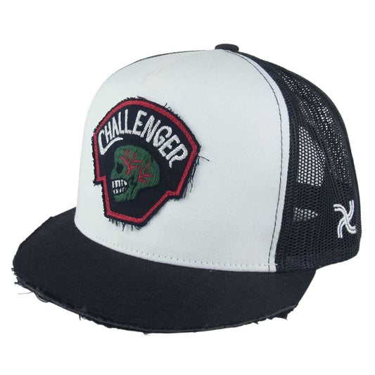 CHALLENGER チャレンジャー SKULL MESH CAP ツバ切り ダメージ メッシュ スカル 刺繍 キャップ ブラック系【中古】
