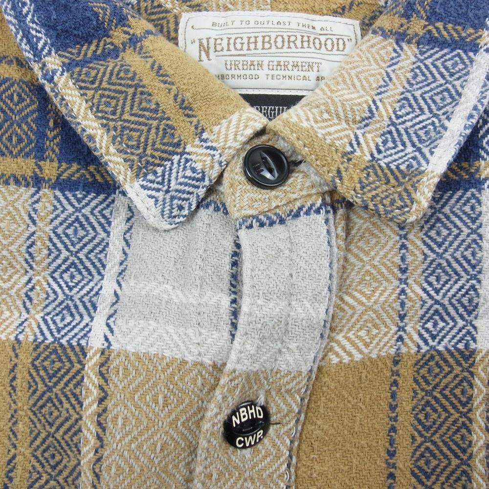 NEIGHBORHOOD ネイバーフッド 19SS 131ARNH-SHM02 CABELLA/C-SHIRT.LS LS チェック柄 ヘビーウェイト 長袖 シャツ ベージュ系 M【中古】