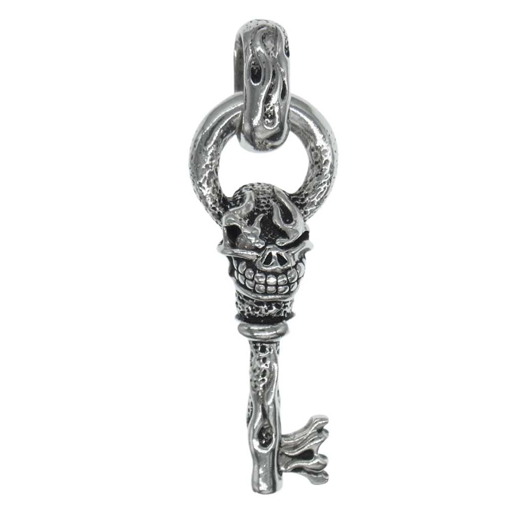 STARLIN GEAR スターリンギア ギャラ付 Flaming Skeleton Key w/dia 0.12ct ダイヤ フレーミング スケルトン キー ペンダント トップ チャーム シルバー系【中古】