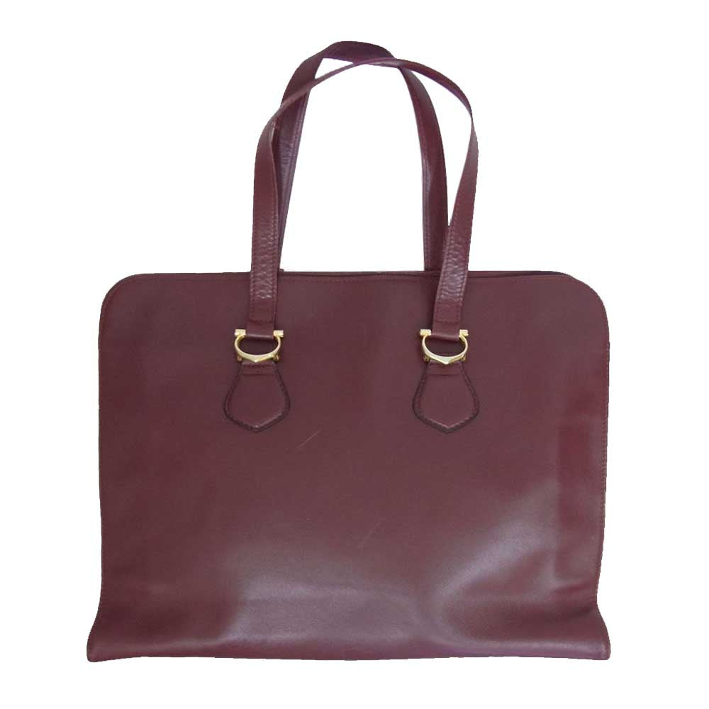 CARTIER カルティエ マストライン ボルドー ゴールド レザー トートバッグ エンジ系【中古】