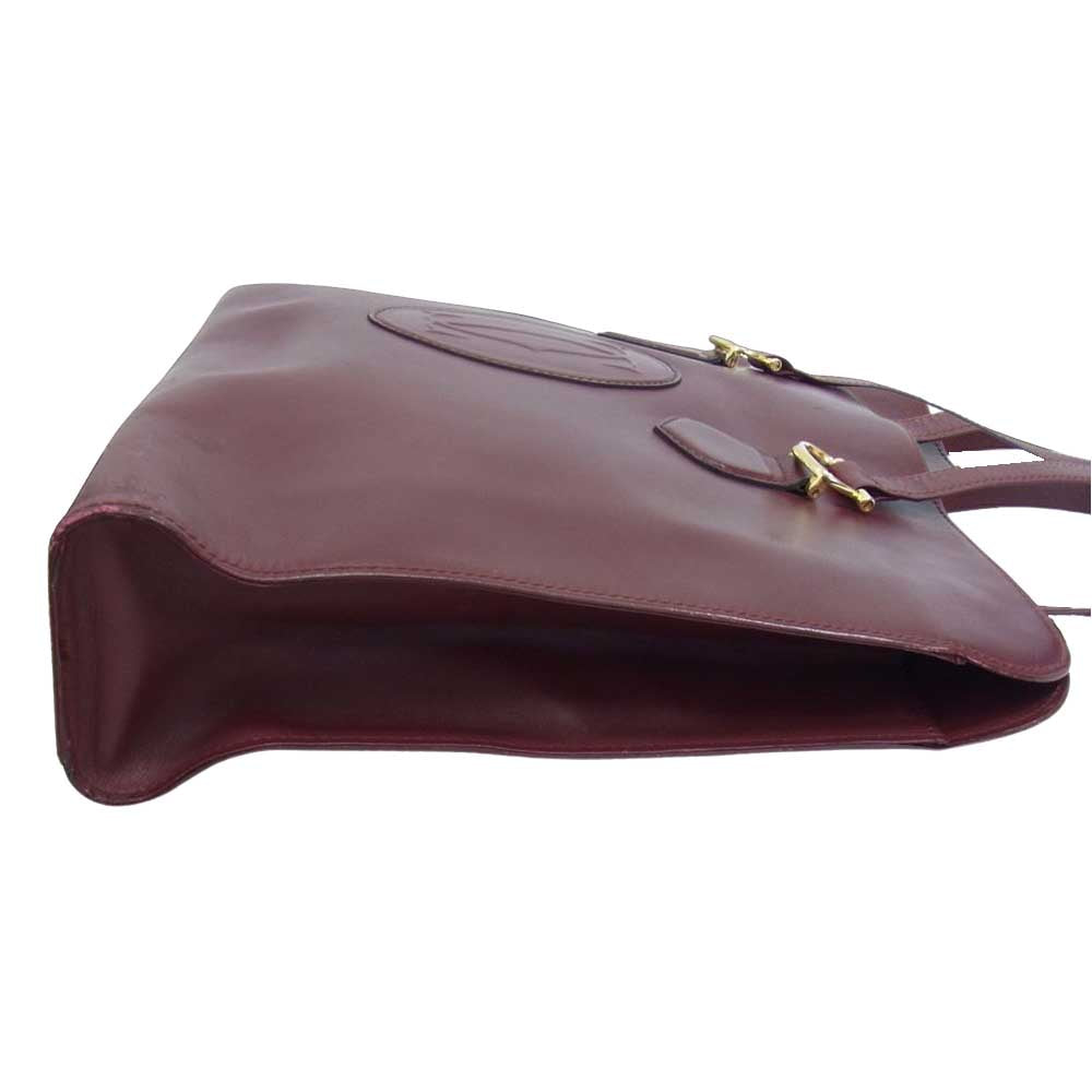 CARTIER カルティエ マストライン ボルドー ゴールド レザー トートバッグ エンジ系【中古】