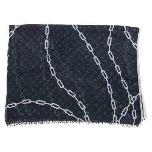 LOUIS VUITTON ルイ・ヴィトン M73476 エトール・モノグラム チェーン シルク混カシミヤ ストール ブラック系【中古】