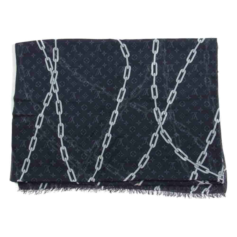 LOUIS VUITTON ルイ・ヴィトン M73476 エトール・モノグラム チェーン シルク混カシミヤ ストール ブラック系【中古】