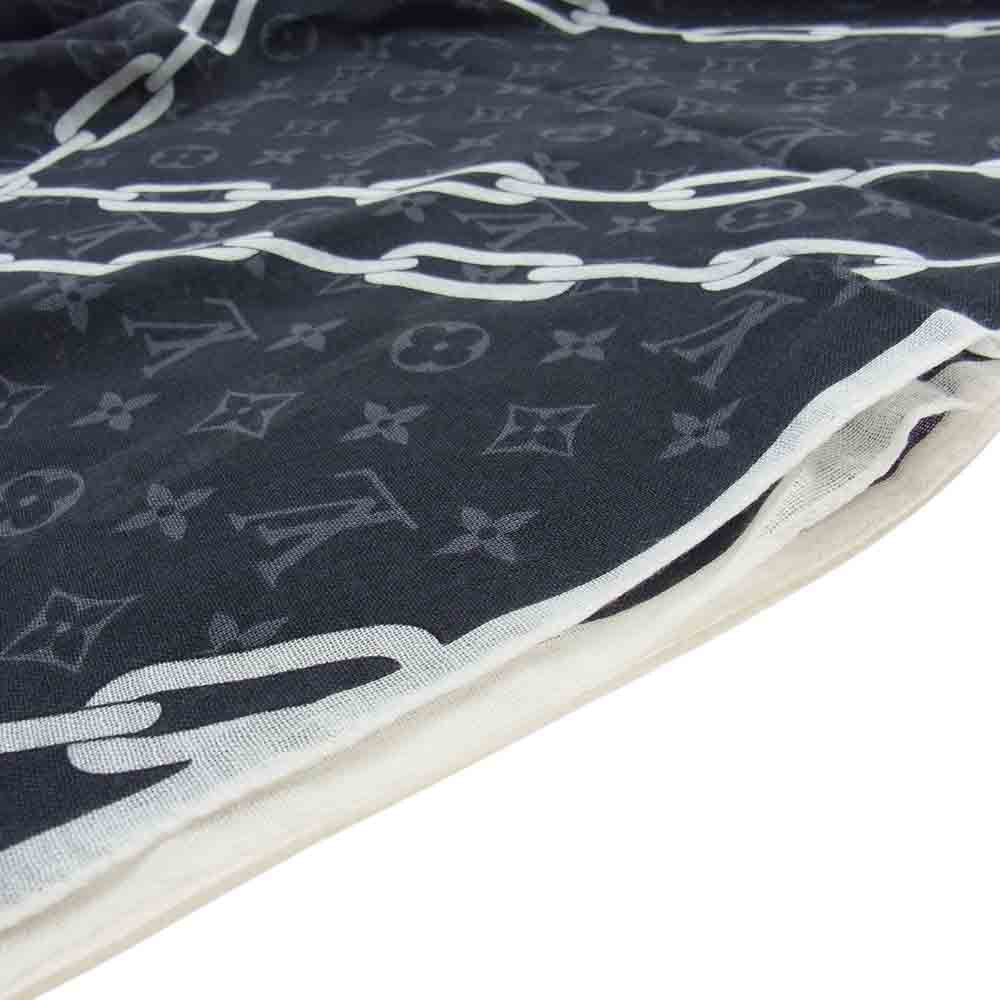 LOUIS VUITTON ルイ・ヴィトン M73476 エトール・モノグラム チェーン シルク混カシミヤ ストール ブラック系【中古】