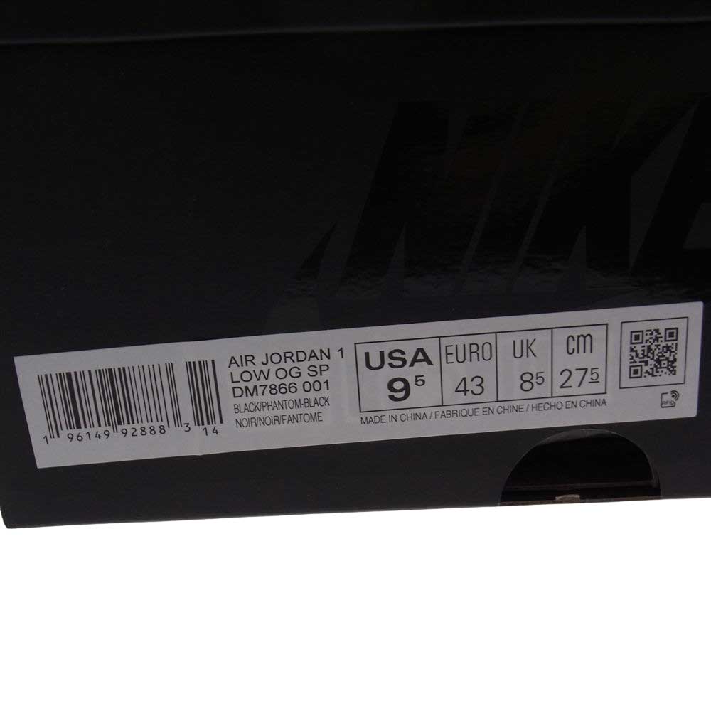 NIKE AIR JORDAN ナイキ ジョーダン DM7866 001 1 Low OG SP × Travis Scott Black Phantom トラヴィス スコット ブラック ファントム スニーカー ブラック系 27.5cm【新古品】【未使用】【中古】