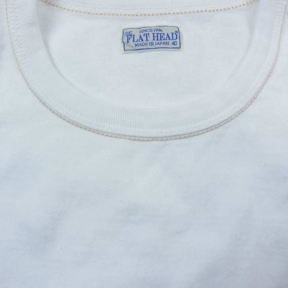 THE FLAT HEAD ザフラットヘッド ロゴ Tee Tシャツ ガールプリント ホワイト系 40【美品】【中古】