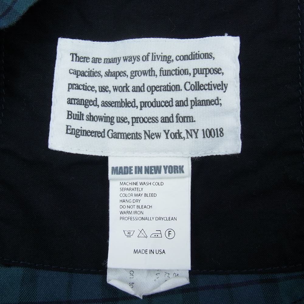 Engineered Garments エンジニアードガーメンツ ブラックウォッチ チェック ベッドフォード 3ボタン 4ポケット テーラード ジャケット グリーン系 ネイビー系 S【中古】