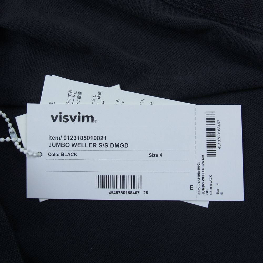 VISVIM ビズビム 0123105010021 23SS JUMBO WELLER S/S DMGD ダメージ加工 ジャンボ 半袖 ポロシャツ ブラック系 4【新古品】【未使用】【中古】