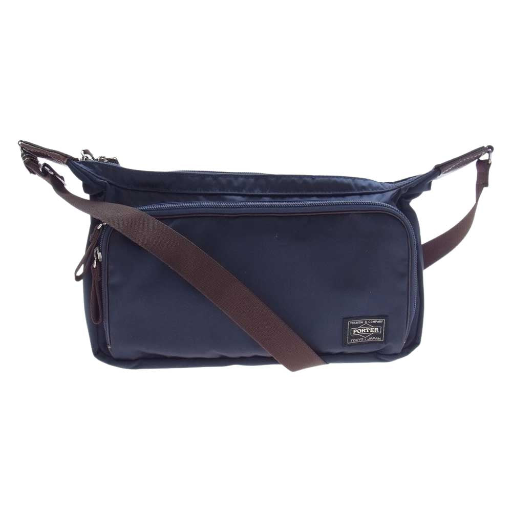 PORTER ポーター 728-08709 PLAN 2WAY SHOULDER BAG ショルダー バッグ ネイビー系 ブラウン系【中古】