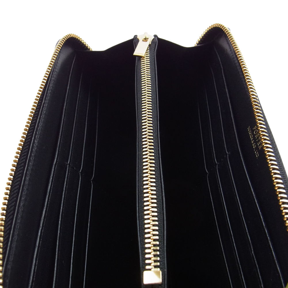 PORTER ポーター 184-02268 ビル コードバン ラウンドファスナー 長財布 ブラック系【美品】【中古】