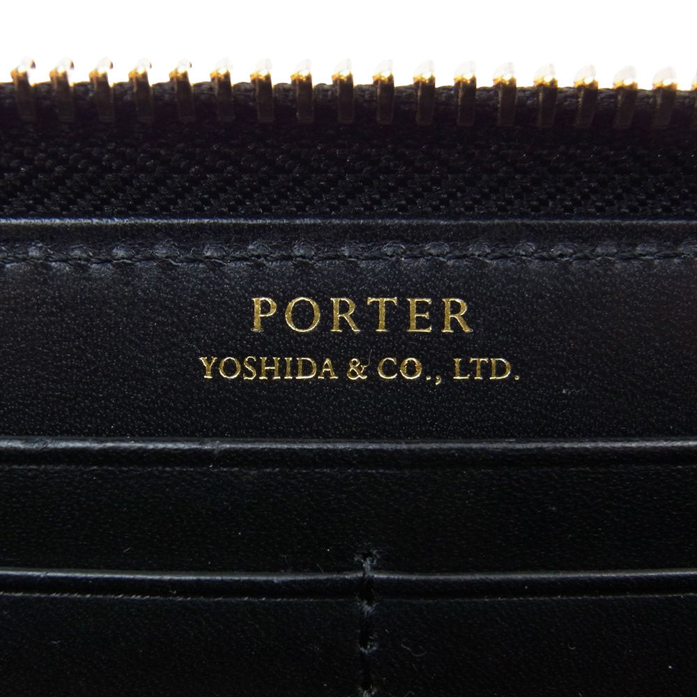 PORTER ポーター 184-02268 ビル コードバン ラウンドファスナー 長財布 ブラック系【美品】【中古】