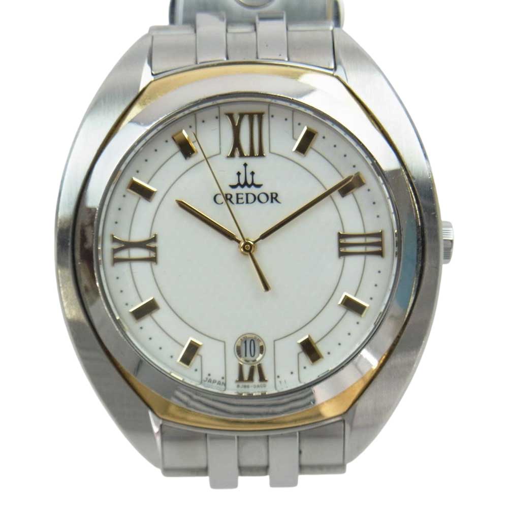 SEIKO セイコー 8J86-0AA0 18KT CREDOR クレドール シグノ 白文字盤 リストウォッチ 腕時計 シルバー系【中古】