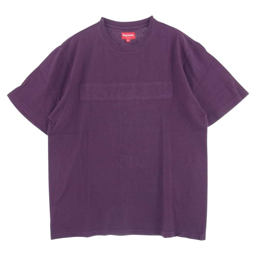 Supreme シュプリーム 21AW Embossed Vines S/S Top エンボス バインズ ロゴ 半袖 Tシャツ パープル系 M【美品】【中古】