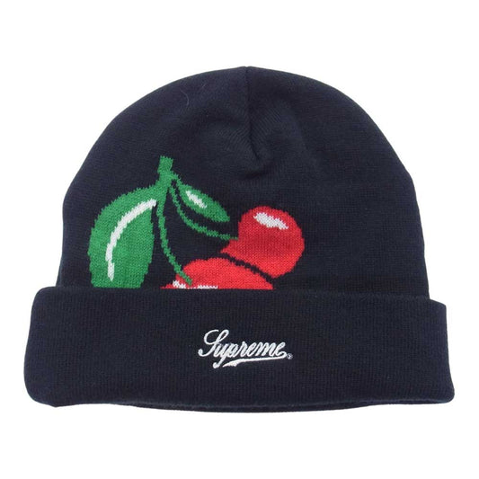 Supreme シュプリーム 14AW  Cherry Beanie チェリービーニー 刺繍 アクリル ニットキャップ 帽子  ブラック系【中古】