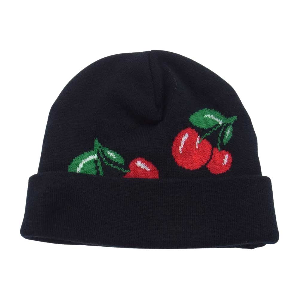 Supreme シュプリーム 14AW  Cherry Beanie チェリービーニー 刺繍 アクリル ニットキャップ 帽子  ブラック系【中古】