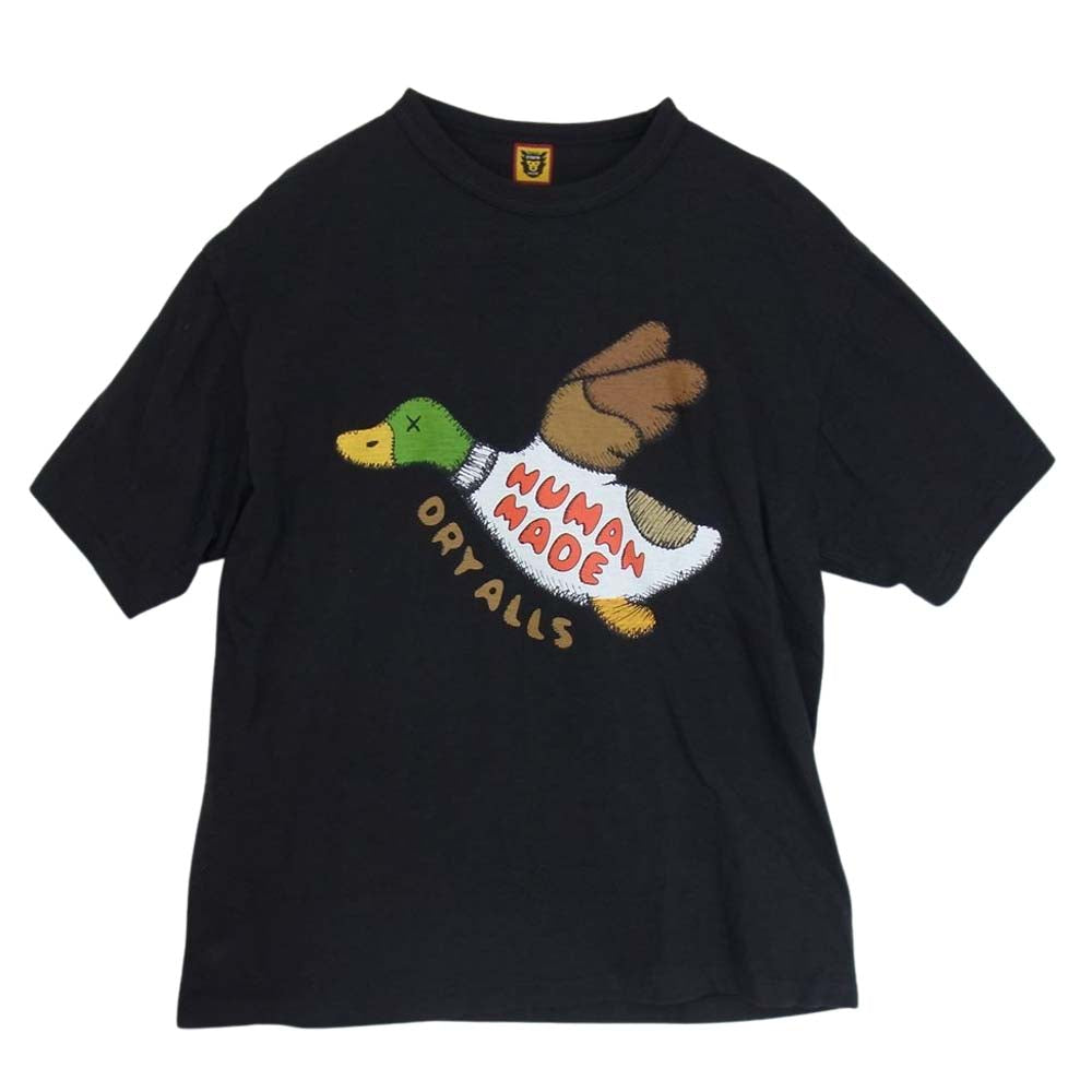 HUMAN MADE ヒューマンメイド × KAWS カウズ DRY ALLS ダック プリント クルーネック 半袖 Tee ブラック系 XL【中古】