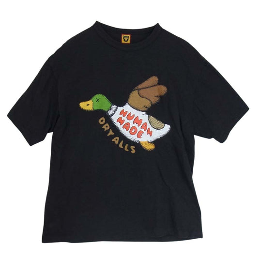 HUMAN MADE ヒューマンメイド × KAWS カウズ DRY ALLS ダック プリント クルーネック 半袖 Tee ブラック系 XL【中古】