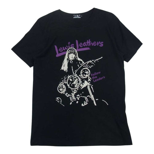 HYSTERIC GLAMOUR ヒステリックグラマー 02173CT24 × Lewis Leathers ルイスレザー ガール プリント 半袖 Tシャツ ブラック系 S【中古】
