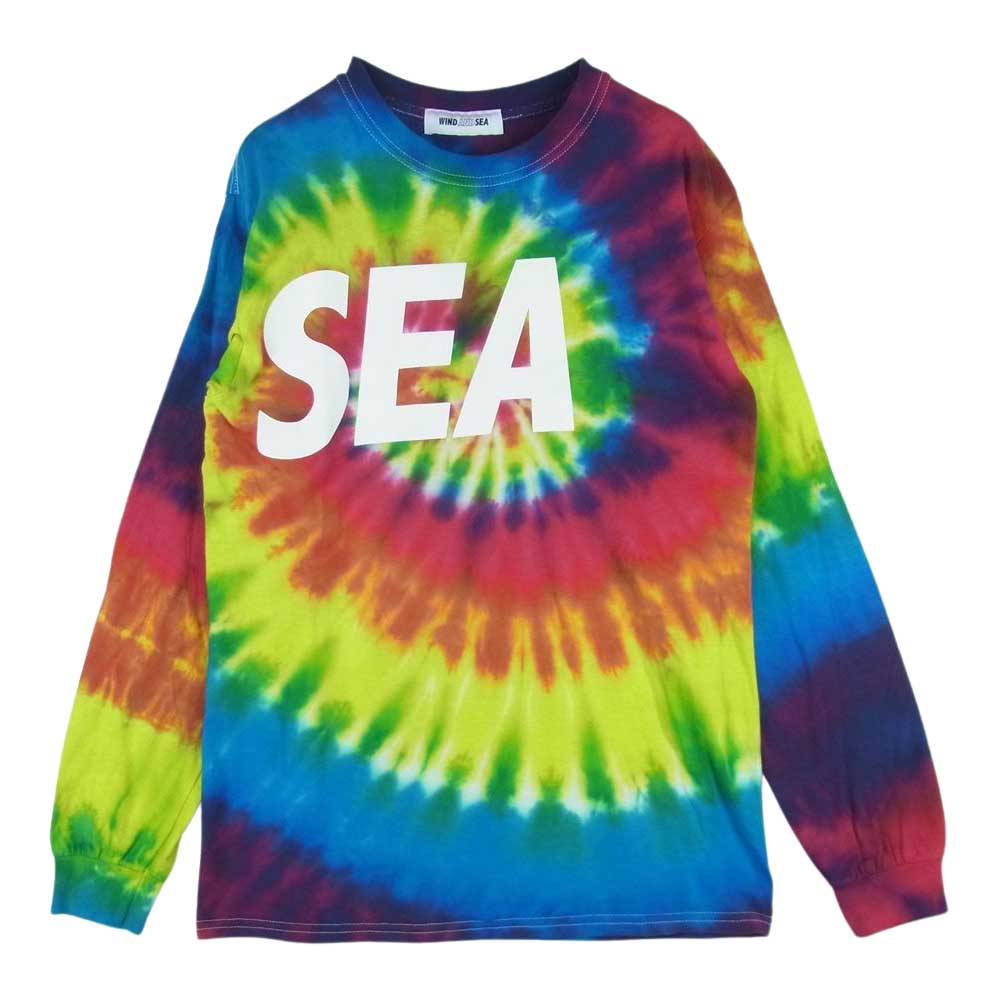WIND AND SEA ウィンダンシー タイダイ ロングスリーブ 長袖 Tシャツ コットン 中国製 マルチカラー系 レインボー系 S【中古】