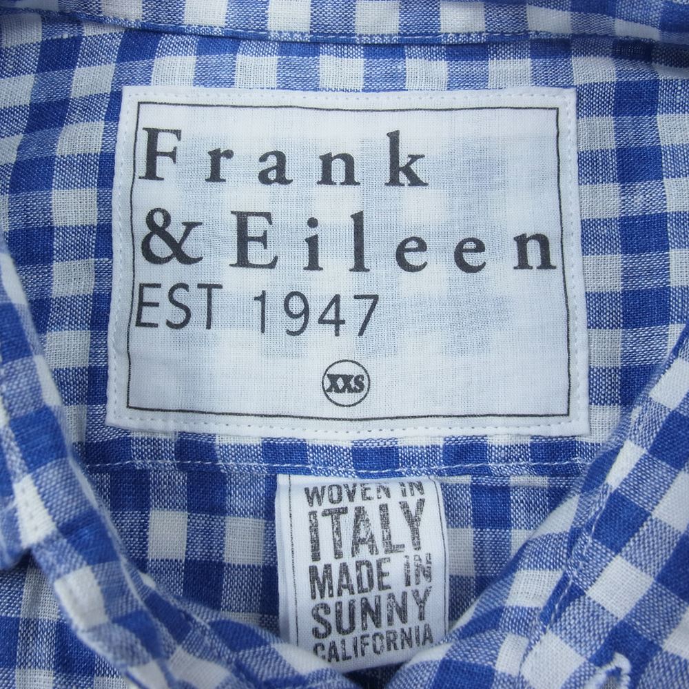 フランクアンドアイリーン 長袖 リネン チェック シャツ ブルー系 XXS【中古】
