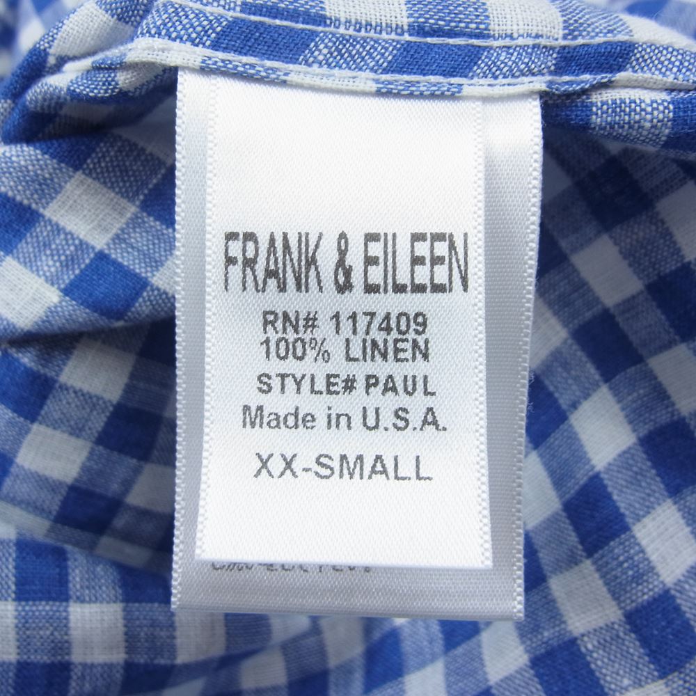 フランクアンドアイリーン 長袖 リネン チェック シャツ ブルー系 XXS【中古】