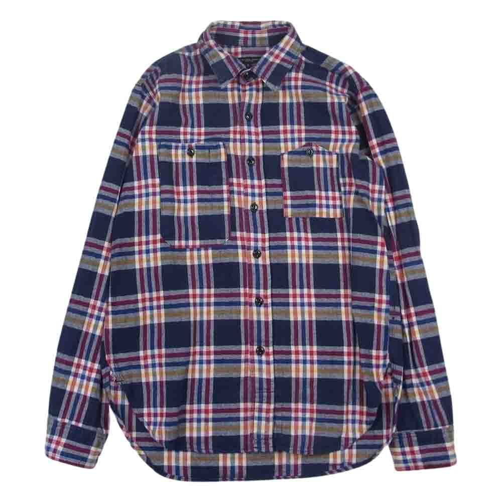 Engineered Garments エンジニアードガーメンツ ガチャポケ ヘビー フランネル チェック 長袖 シャツ ネイビー系 S【中古】