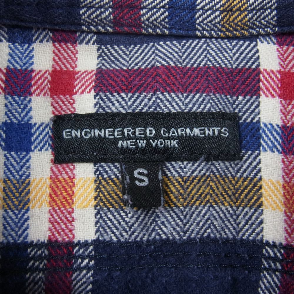 Engineered Garments エンジニアードガーメンツ ガチャポケ ヘビー フランネル チェック 長袖 シャツ ネイビー系 S【中古】