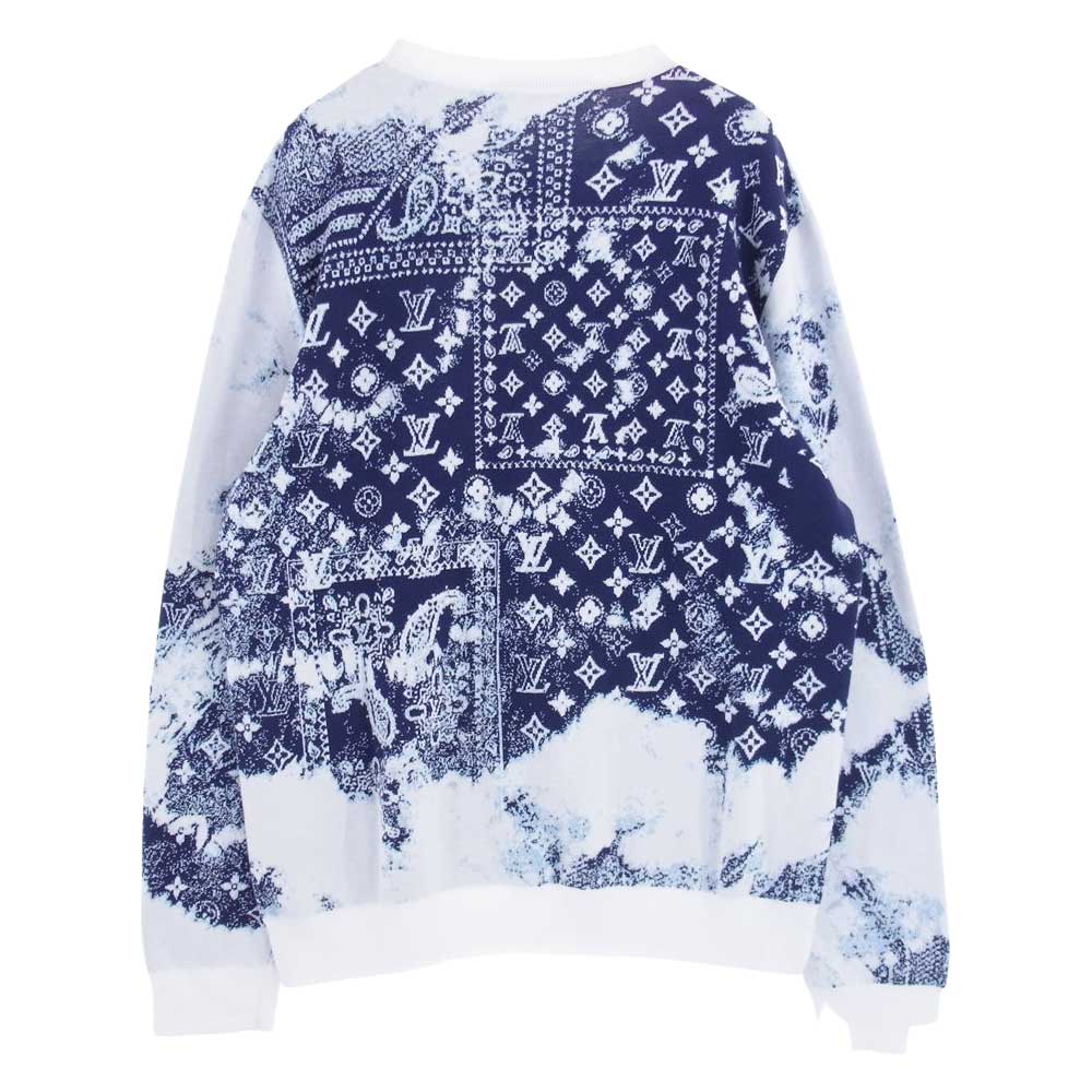 LOUIS VUITTON ルイ・ヴィトン 22AW RM222M JL4 HNN24W モノグラム バンダナ ニット セーター ホワイト×ライトブルー×ネイビー XL【中古】