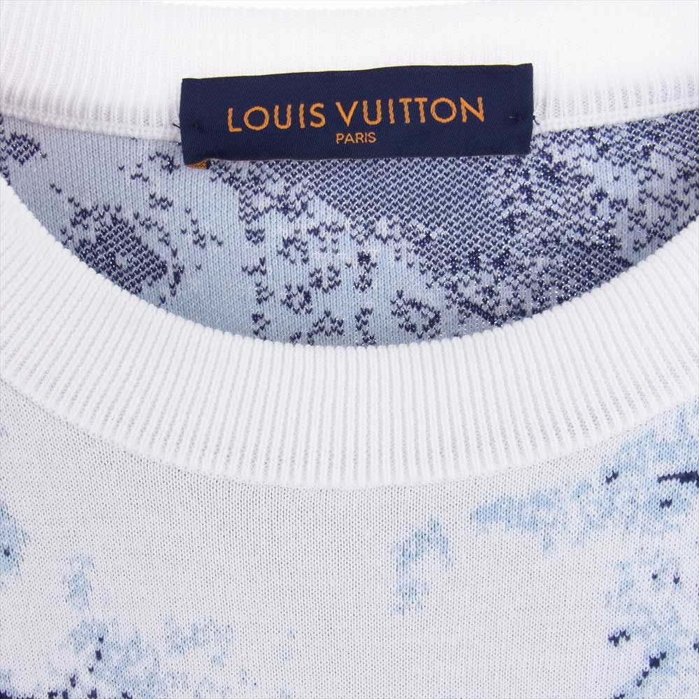 LOUIS VUITTON ルイ・ヴィトン 22AW RM222M JL4 HNN24W モノグラム バンダナ ニット セーター ホワイト×ライトブルー×ネイビー XL【中古】