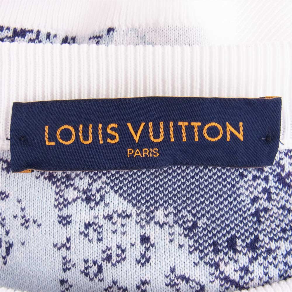 LOUIS VUITTON ルイ・ヴィトン 22AW RM222M JL4 HNN24W モノグラム バンダナ ニット セーター ホワイト×ライトブルー×ネイビー XL【中古】