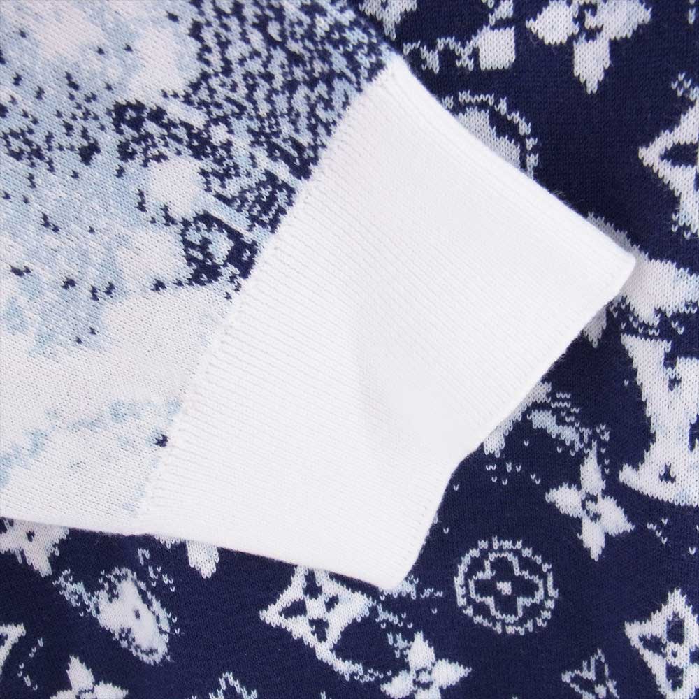 LOUIS VUITTON ルイ・ヴィトン 22AW RM222M JL4 HNN24W モノグラム バンダナ ニット セーター ホワイト×ライトブルー×ネイビー XL【中古】