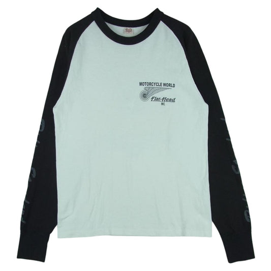 THE FLAT HEAD ザフラットヘッド ラグランスリーブ カットソー 長袖 Tシャツ TEE コットン 日本製 ホワイト系 ブラック系 38【中古】