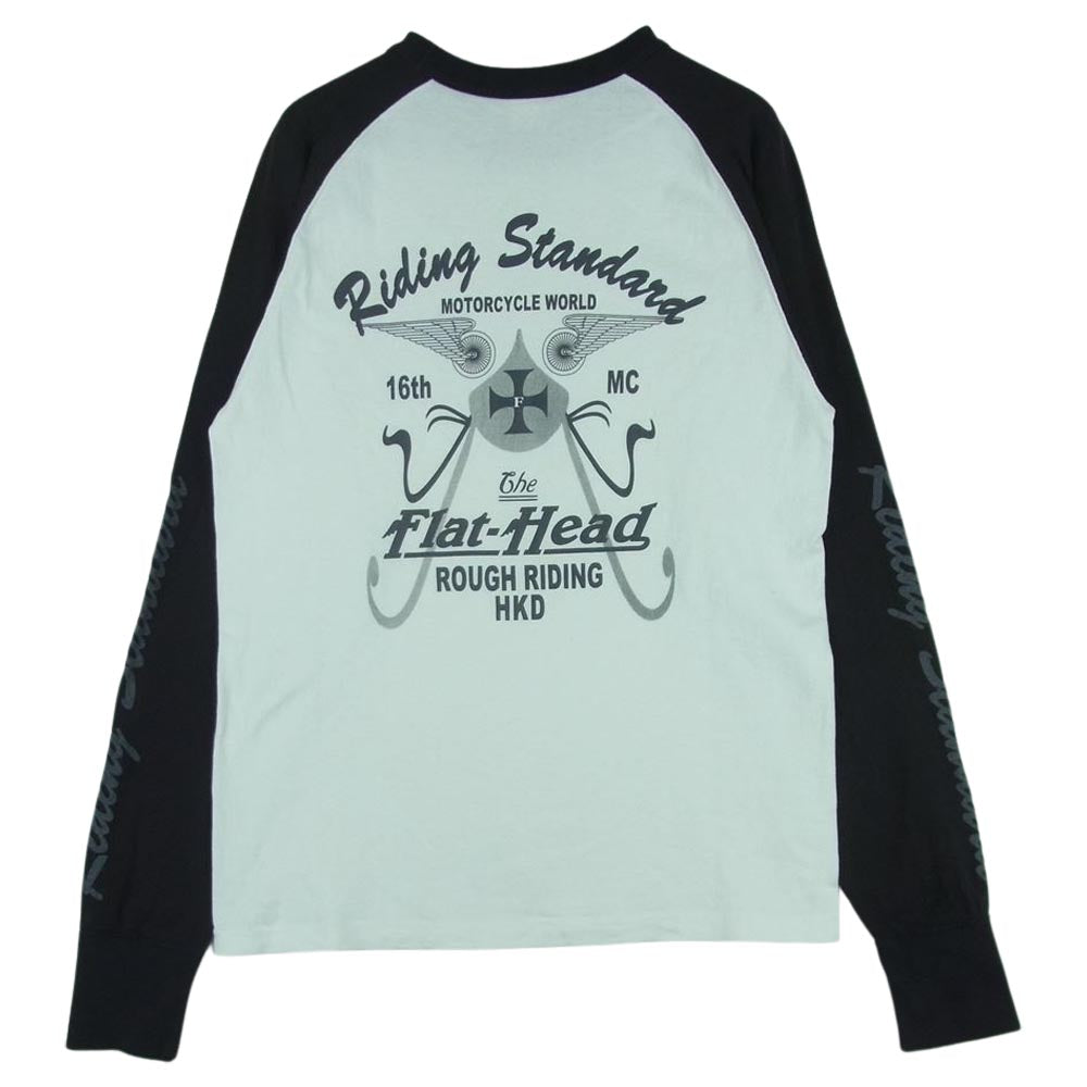 THE FLAT HEAD ザフラットヘッド ラグランスリーブ カットソー 長袖 Tシャツ TEE コットン 日本製 ホワイト系 ブラック系 38【中古】