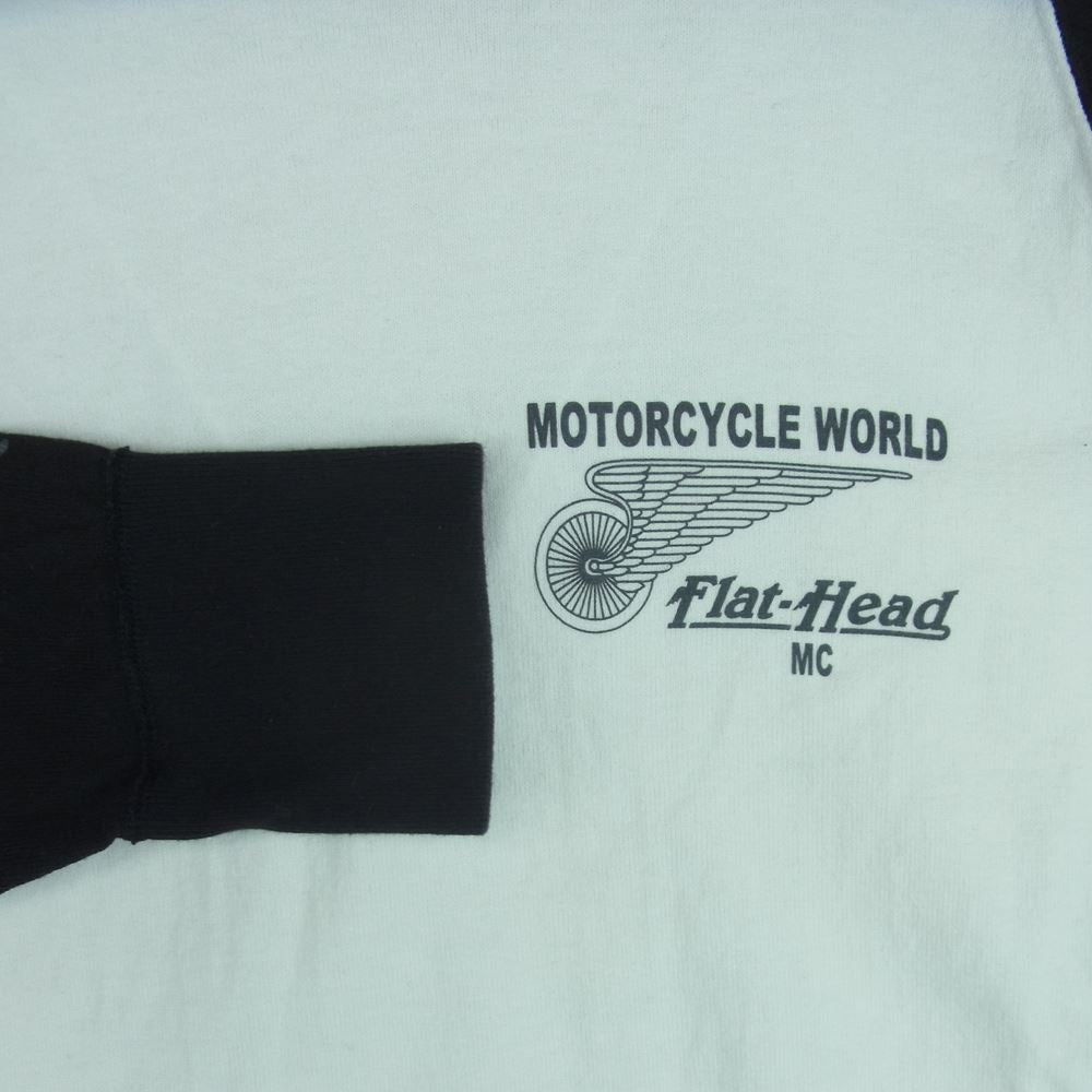 THE FLAT HEAD ザフラットヘッド ラグランスリーブ カットソー 長袖 Tシャツ TEE コットン 日本製 ホワイト系 ブラック系 38【中古】