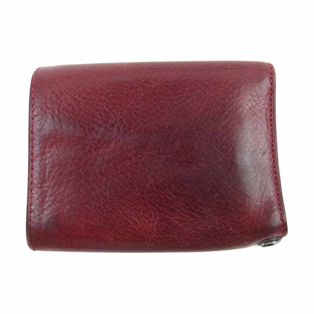 CHROME HEARTS クロムハーツ（原本無） 3FOLD 3フォールド ハートボタン レザーウォレット エンジ系【中古】