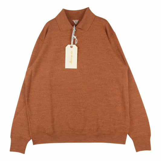 FilMelange フィルメランジェ 2221018 WADE ウェイド WOOL MOSS STITCH KNITTING ポロ ニット オレンジ系 orange melange 3【美品】【中古】