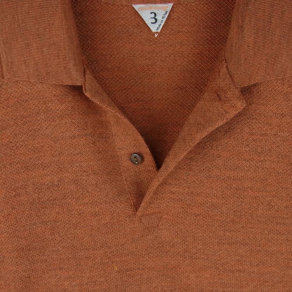 FilMelange フィルメランジェ 2221018 WADE ウェイド WOOL MOSS STITCH KNITTING ポロ ニット オレンジ系 orange melange 3【美品】【中古】
