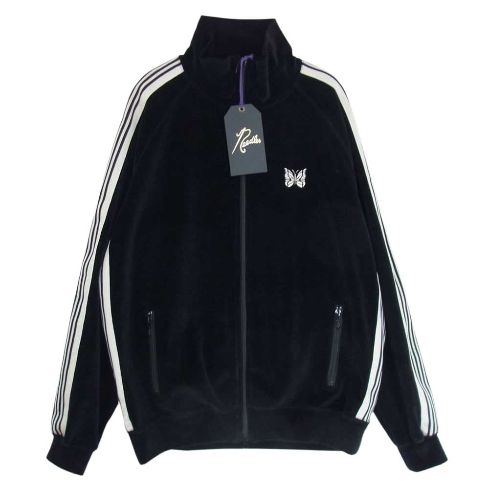 Needles ニードルス 23SS LQ454 TRACK JACKET サイドライン ベロア トラック ジャケット ブラック系 L【極上美品】【中古】