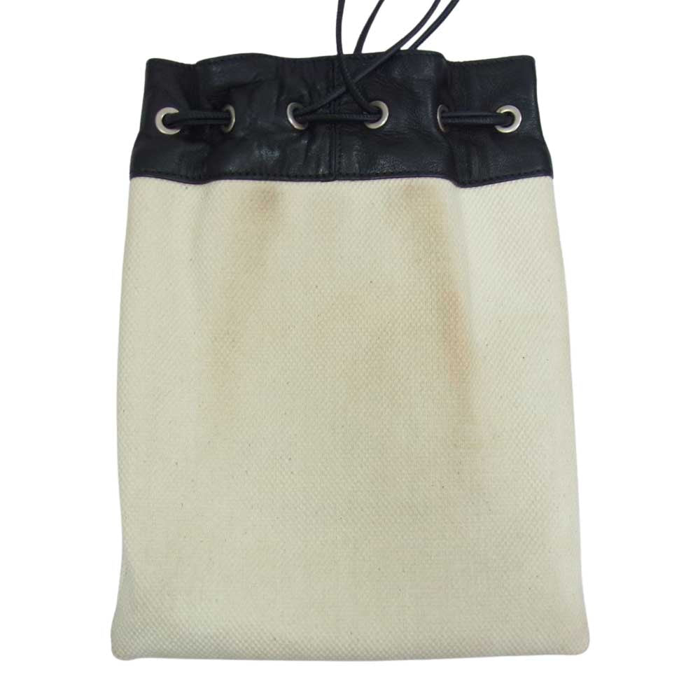 ジルサンダー プラス DRAWSTRING POUCH ドロー ストリング レザー ショルダー バッグ オフホワイト系【中古】