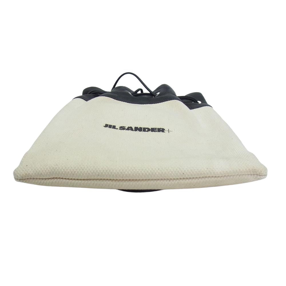 ジルサンダー プラス DRAWSTRING POUCH ドロー ストリング レザー ショルダー バッグ オフホワイト系【中古】