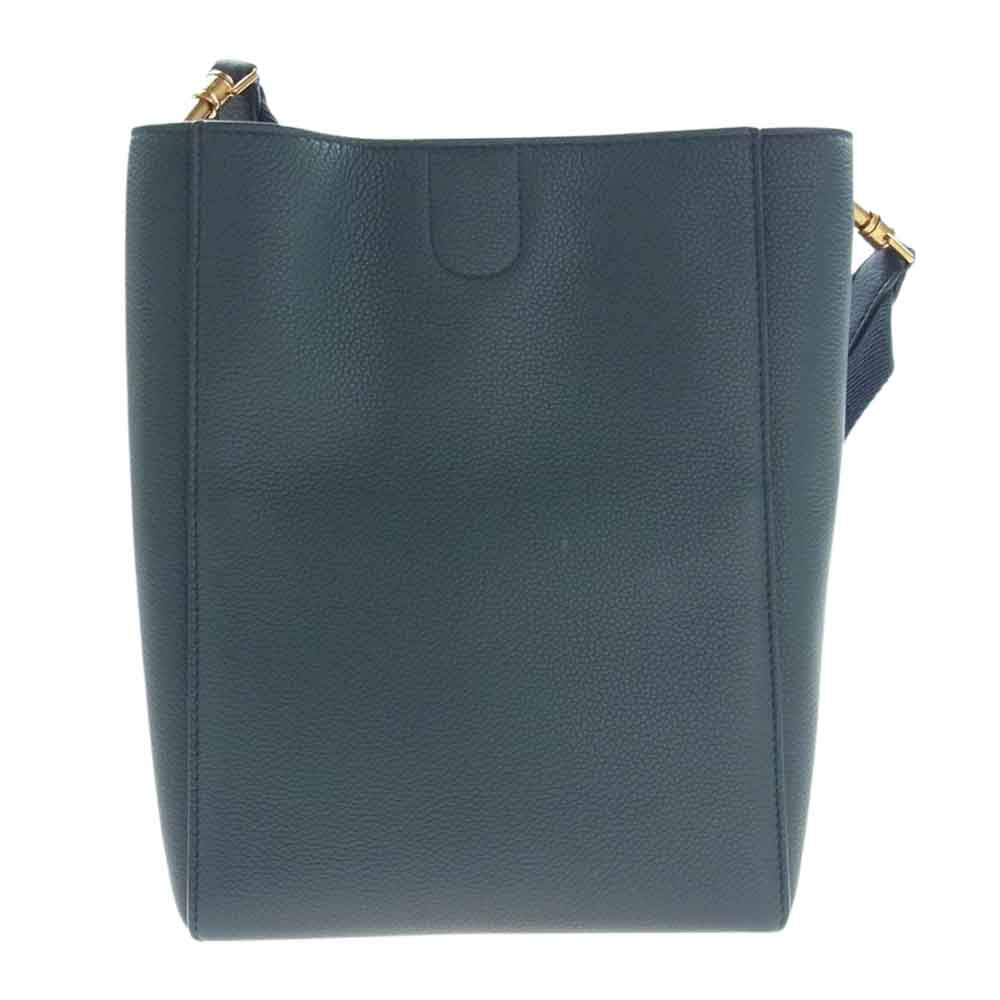 CELINE セリーヌ サングル スモール レザー バケット ショルダー バッグ グリーン系【中古】