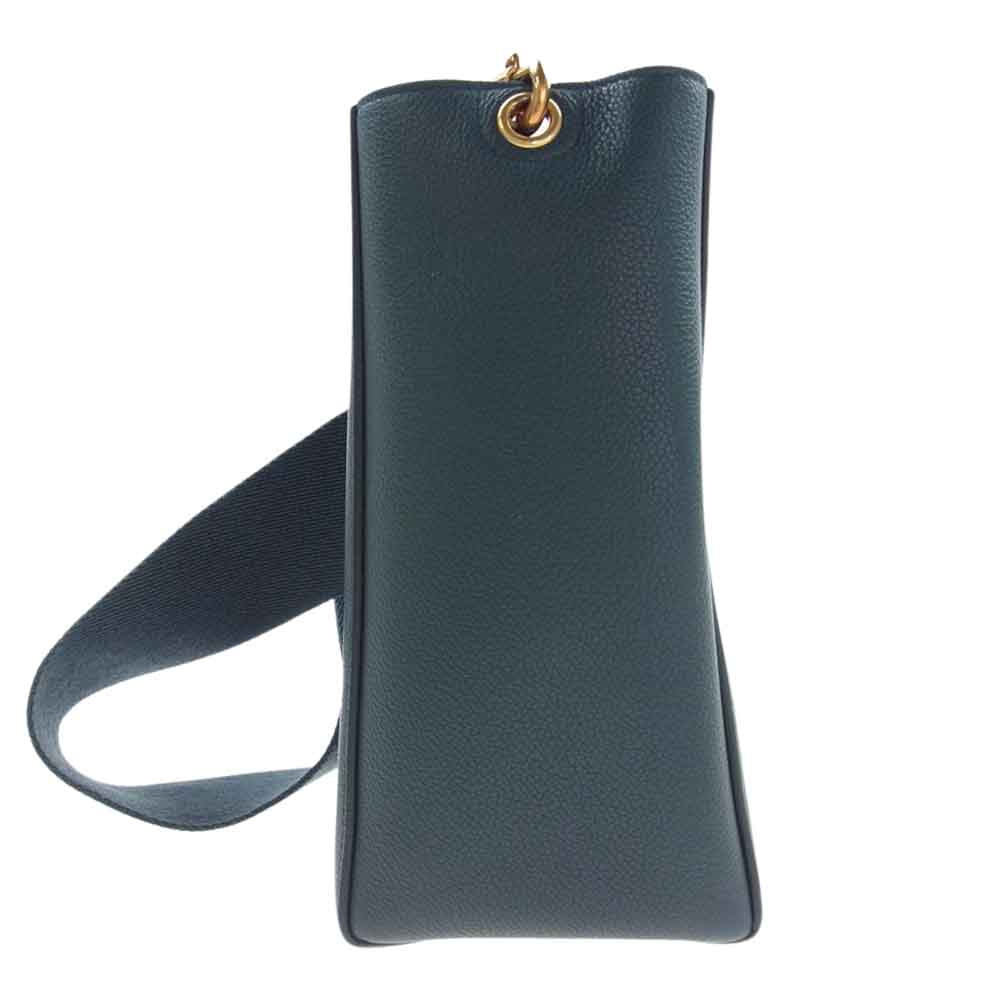 CELINE セリーヌ サングル スモール レザー バケット ショルダー バッグ グリーン系【中古】